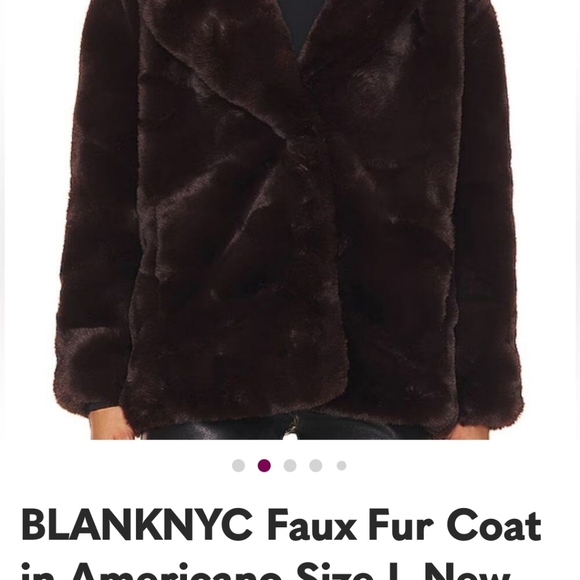 Blank NYC Faux Fur Coat In Americano. - Picture 6 of 9